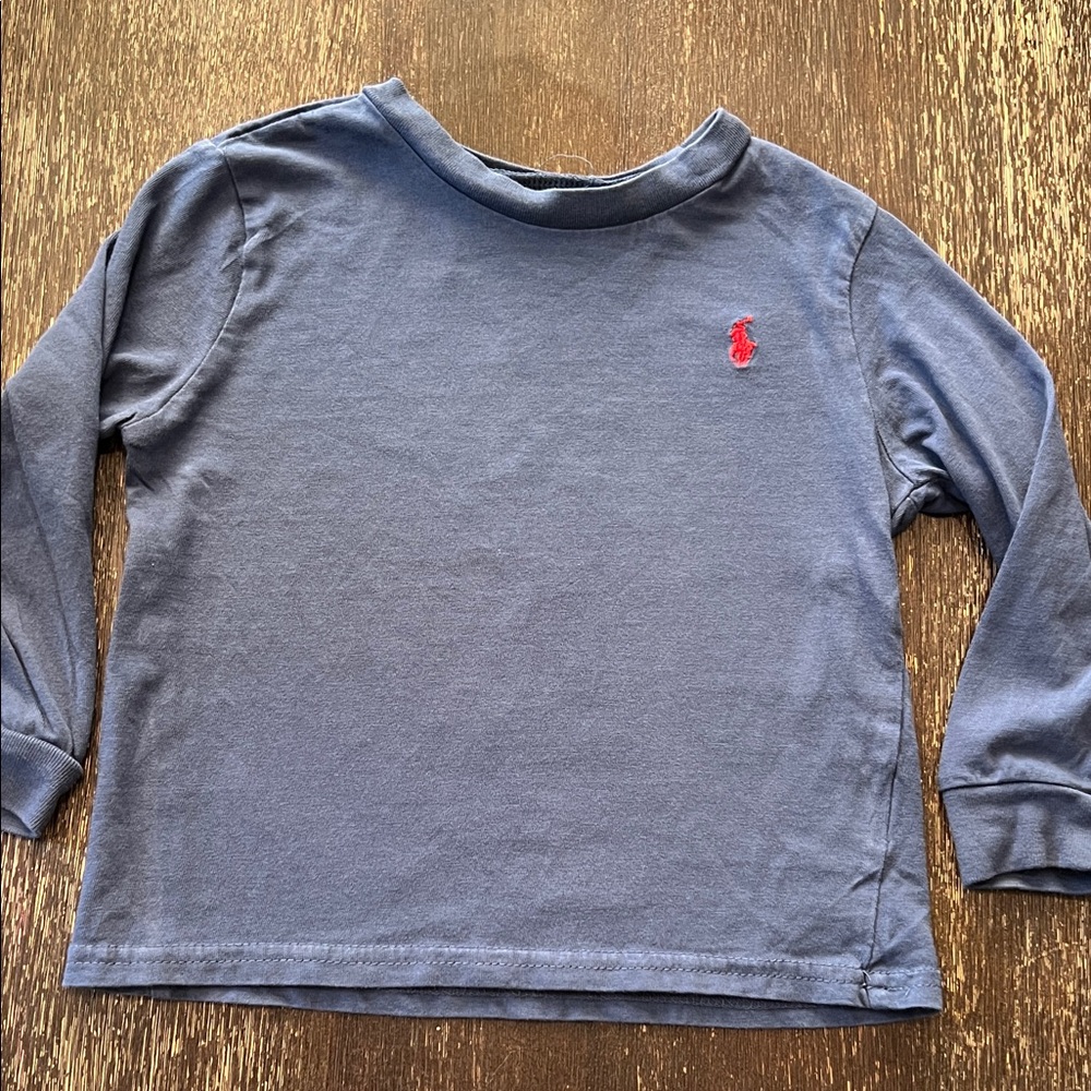 Ralph Lauren Baby Navy Long Sleeve Tee with Red Logo
